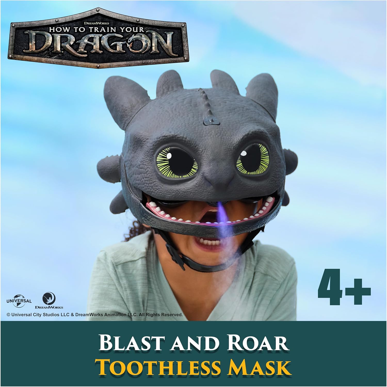 Dreamworks Dragons How To Train Your Dragon, Electronic Blast & Roar Toothless Mask, Kids Dress Up & Pretend Play Costumes for Boys & Girls Ages 4 & Up